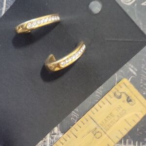 Elegant Gold Semi Hoop Earrings with Rineatones